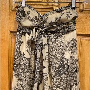 Flowery Strapless Floor Length Dress